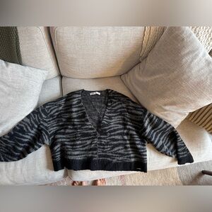 Zara Charcoal Fuzzy Knit Top